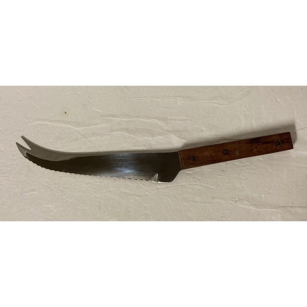 Vtg Vernco Advertising Knife Stainless Serrated 7” Blade Forked Tip Japan